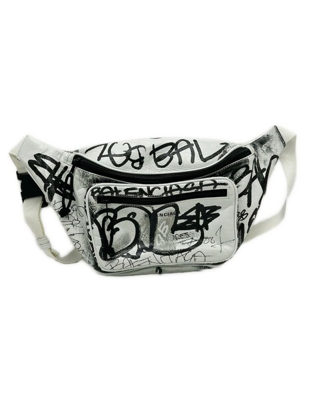 Balenciaga Waist Pouch Explorer Belt Pack White Black Leather